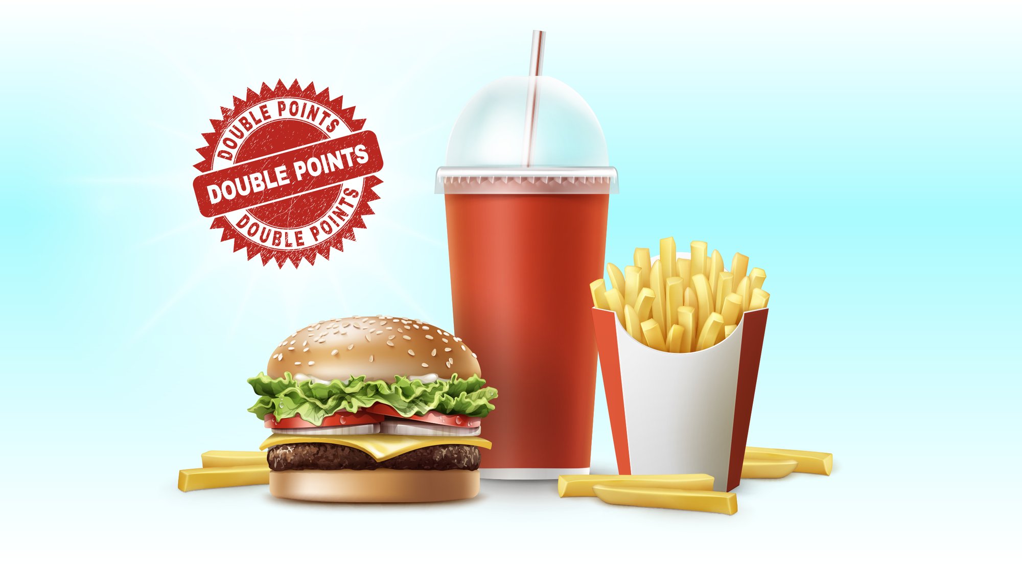 double points burger drink and fries