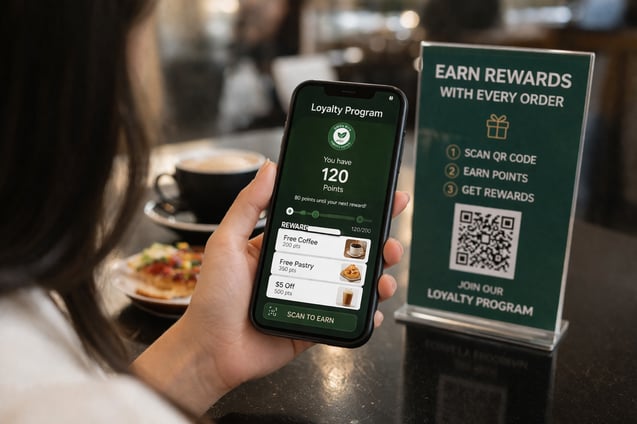Loyalty rewards at Green Bite Coffee