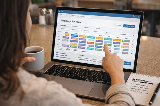 Using scheduling software in a café