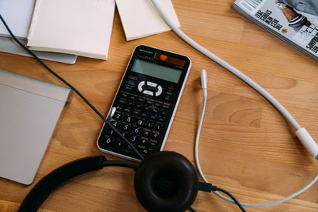 calculator on a desk