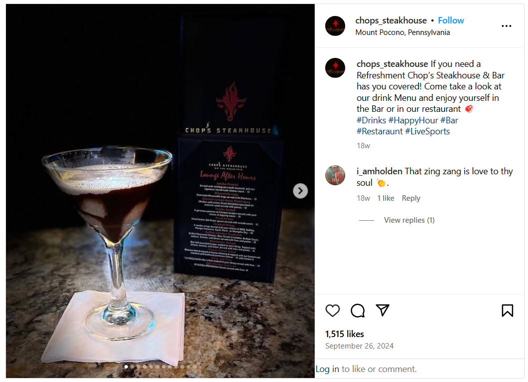 chops steakhouse social promotion