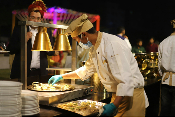catered food served at night