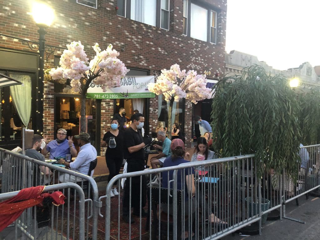Scenes from Moody Street, the Area’s Latest Outdoor Cafe